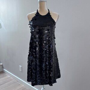 Sequin Sleeveless Halter Swing Dress XS - Crosby by Mollie Burch